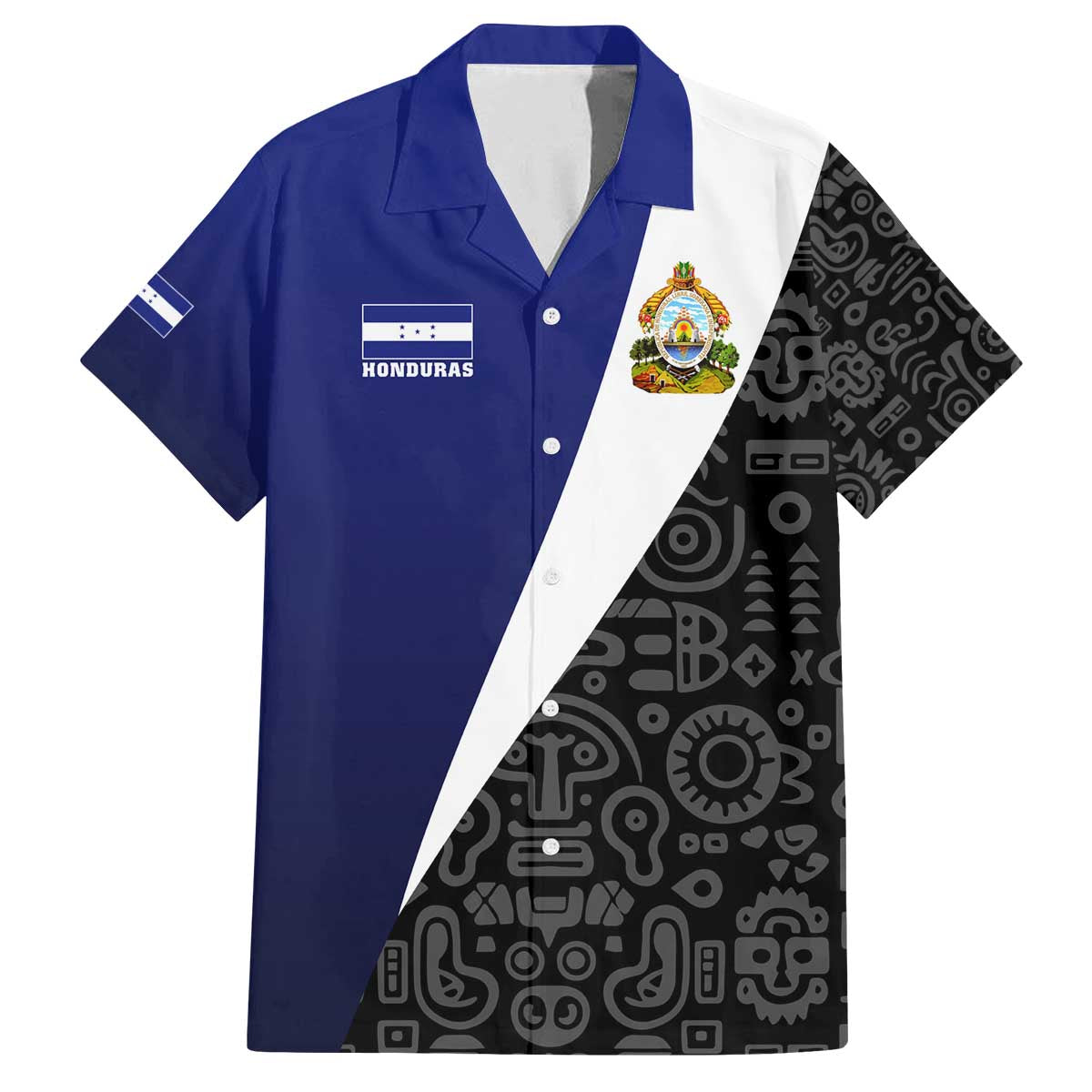 Honduras Coat of Arms Family Matching Off The Shoulder Long Sleeve Dress and Hawaiian Shirt Traditional Patterns & National Symbol