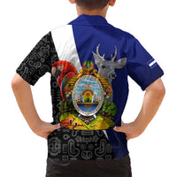 Honduras Coat of Arms Family Matching Off Shoulder Maxi Dress and Hawaiian Shirt Traditional Patterns & National Symbol