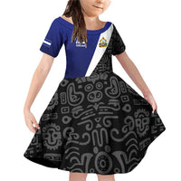 Honduras Coat of Arms Family Matching Off Shoulder Short Dress and Hawaiian Shirt Traditional Patterns & National Symbol