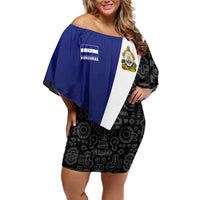 Honduras Coat of Arms Family Matching Off Shoulder Short Dress and Hawaiian Shirt Traditional Patterns & National Symbol