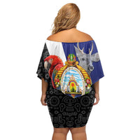 Honduras Coat of Arms Family Matching Off Shoulder Short Dress and Hawaiian Shirt Traditional Patterns & National Symbol