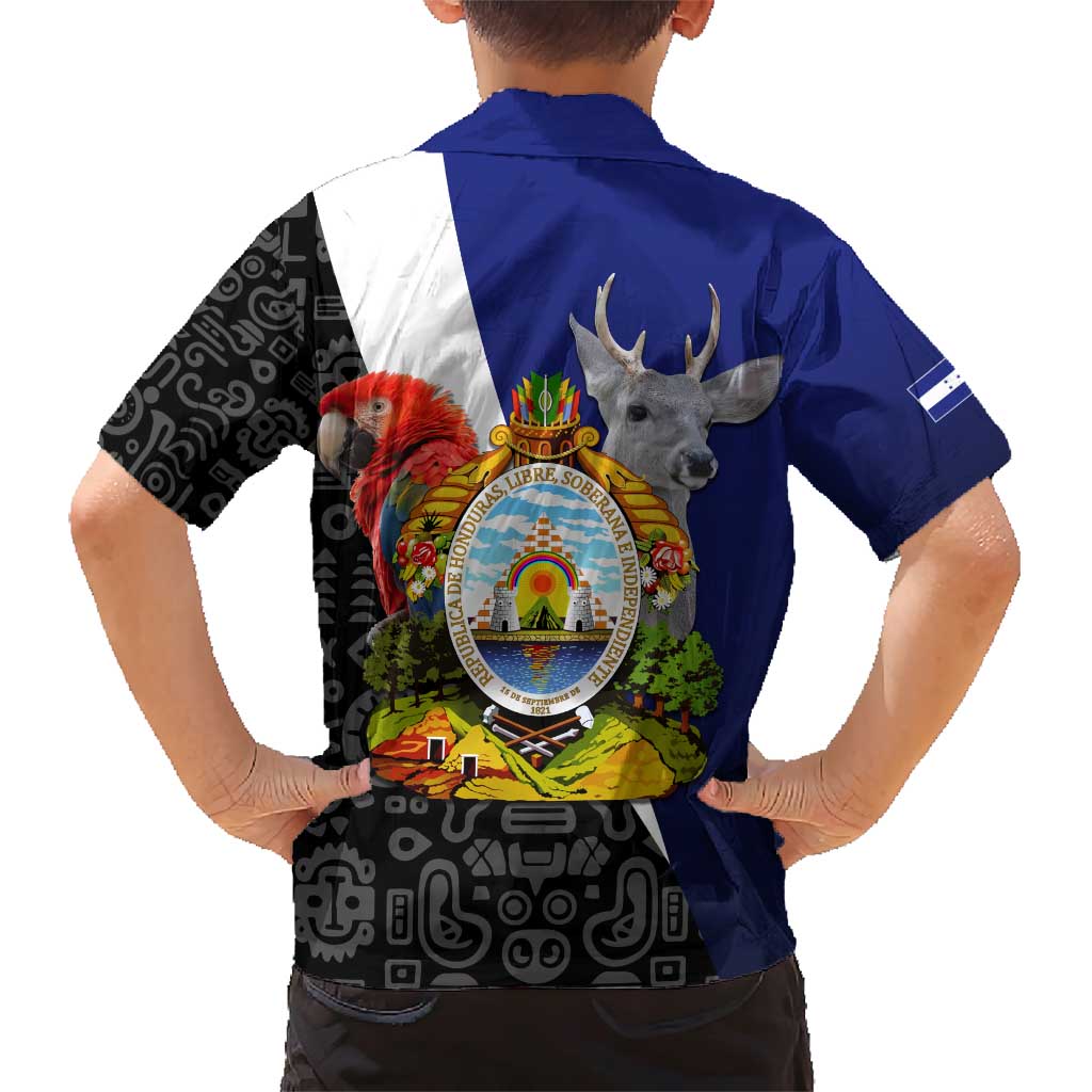 Honduras Coat of Arms Family Matching Short Sleeve Bodycon Dress and Hawaiian Shirt Traditional Patterns & National Symbol