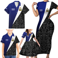 Honduras Coat of Arms Family Matching Short Sleeve Bodycon Dress and Hawaiian Shirt Traditional Patterns & National Symbol