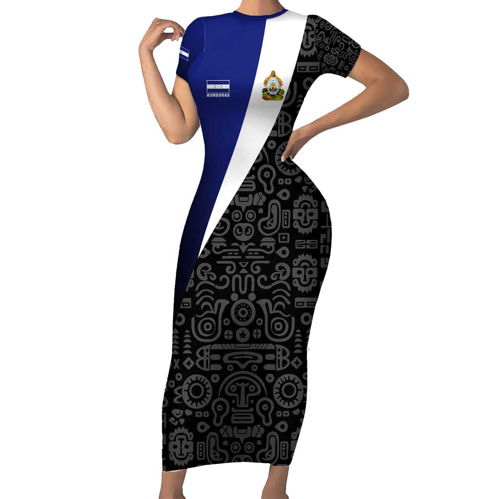 Honduras Coat of Arms Family Matching Short Sleeve Bodycon Dress and Hawaiian Shirt Traditional Patterns & National Symbol