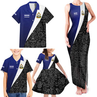 Honduras Coat of Arms Family Matching Tank Maxi Dress and Hawaiian Shirt Traditional Patterns & National Symbol
