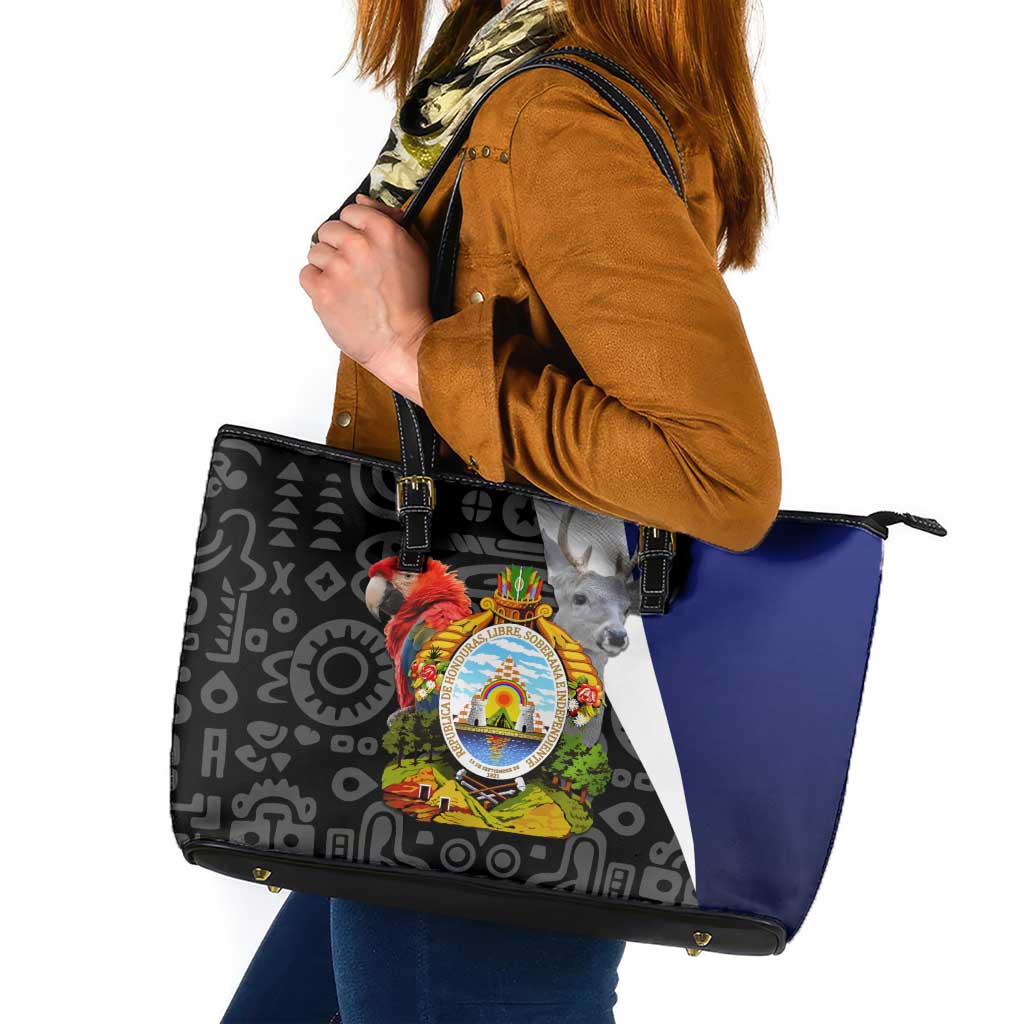 Honduras Coat of Arms Leather Tote Bag Traditional Patterns & National Symbol