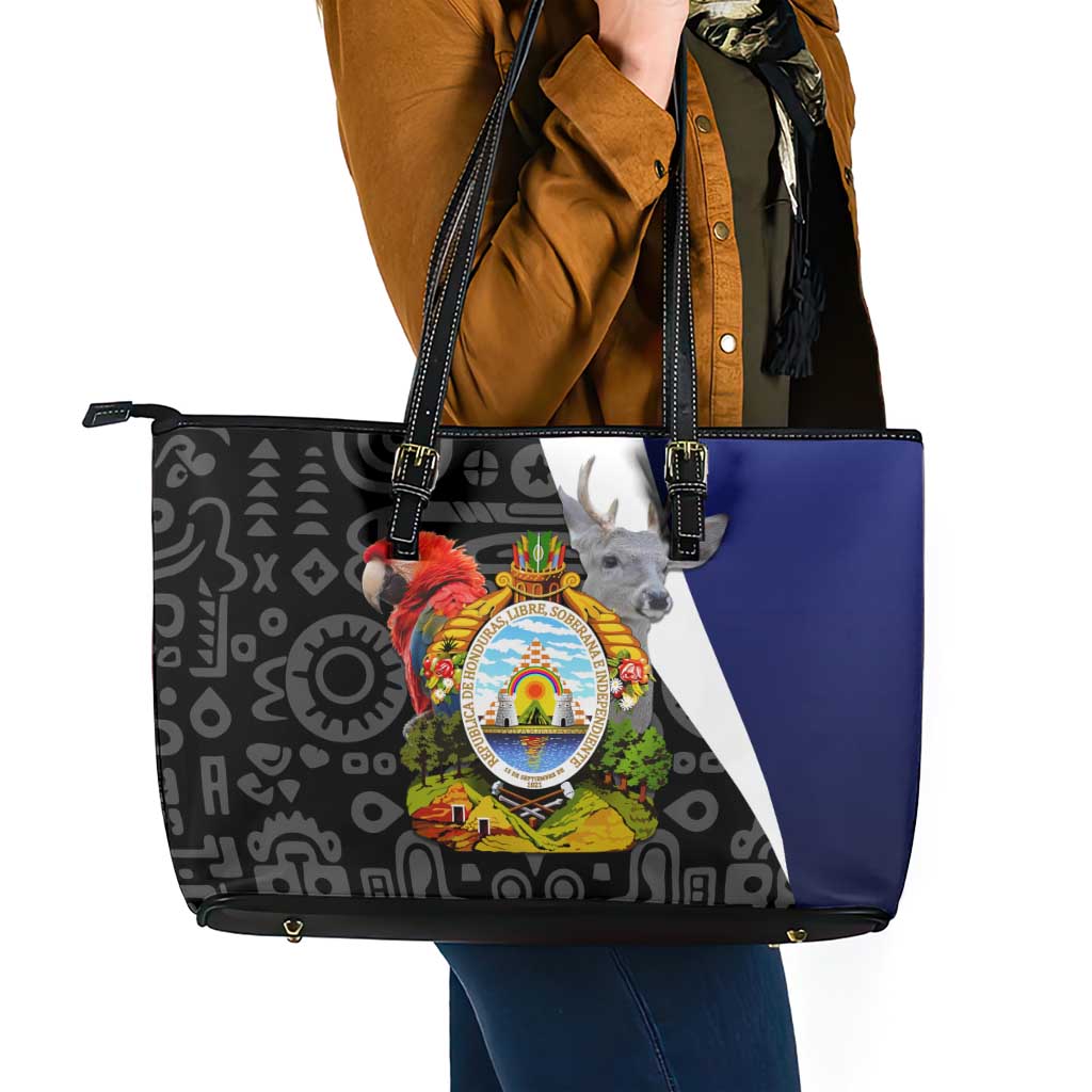Honduras Coat of Arms Leather Tote Bag Traditional Patterns & National Symbol