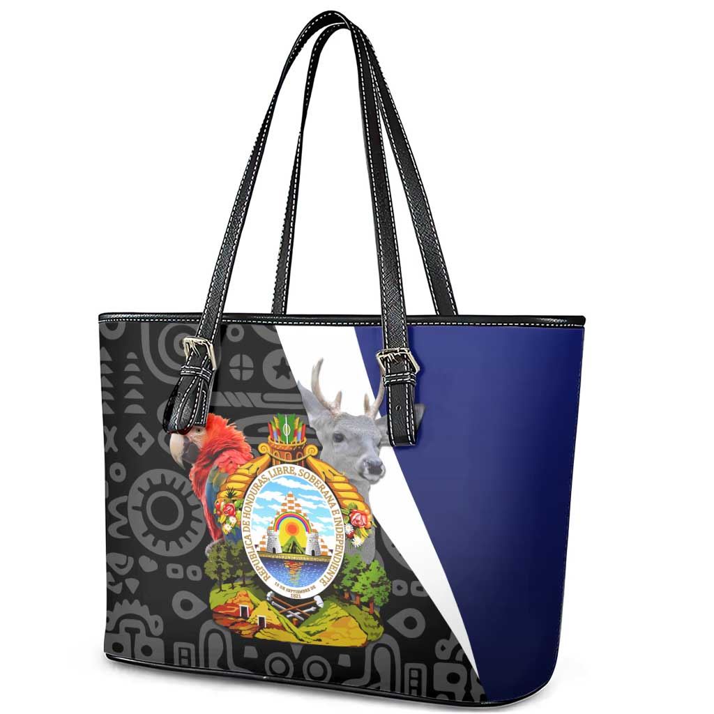 Honduras Coat of Arms Leather Tote Bag Traditional Patterns & National Symbol