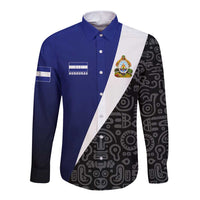 Honduras Coat of Arms Long Sleeve Button Shirt Traditional Patterns & National Symbol