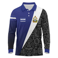 Honduras Coat of Arms Long Sleeve Polo Shirt Traditional Patterns & National Symbol