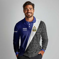 Honduras Coat of Arms Long Sleeve Polo Shirt Traditional Patterns & National Symbol