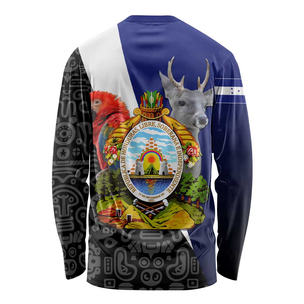 Honduras Coat of Arms Long Sleeve Shirt Traditional Patterns & National Symbol