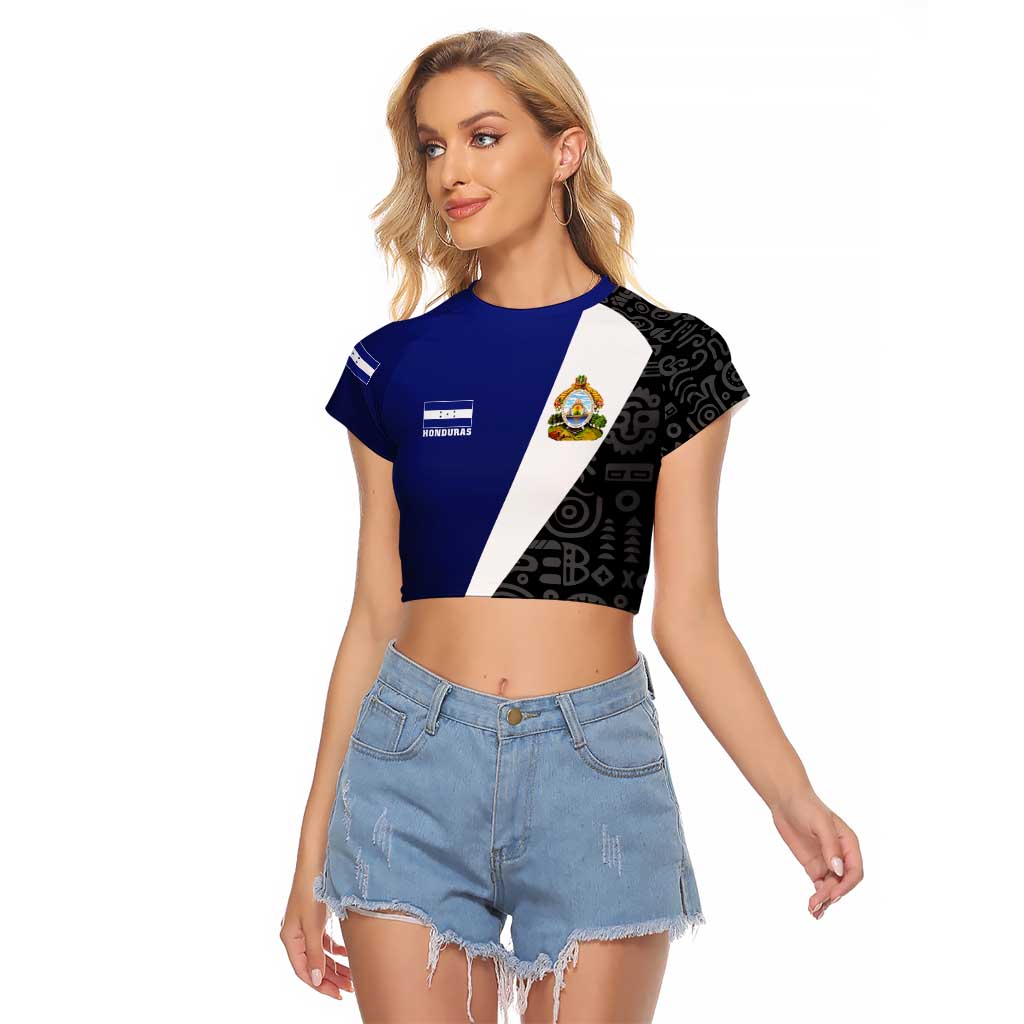 Honduras Coat of Arms Raglan Cropped T Shirt Traditional Patterns & National Symbol