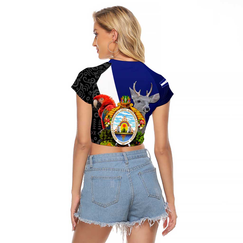 Honduras Coat of Arms Raglan Cropped T Shirt Traditional Patterns & National Symbol