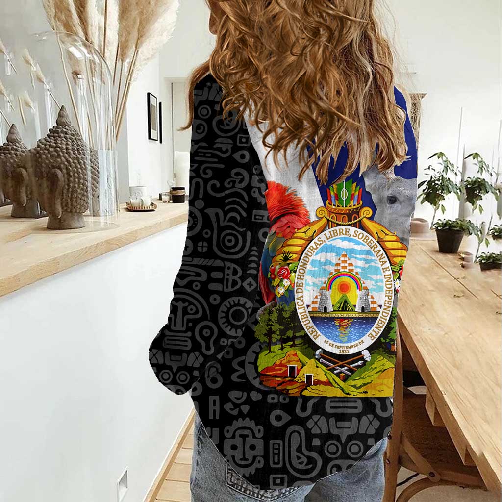 Honduras Coat of Arms Women Casual Shirt Traditional Patterns & National Symbol