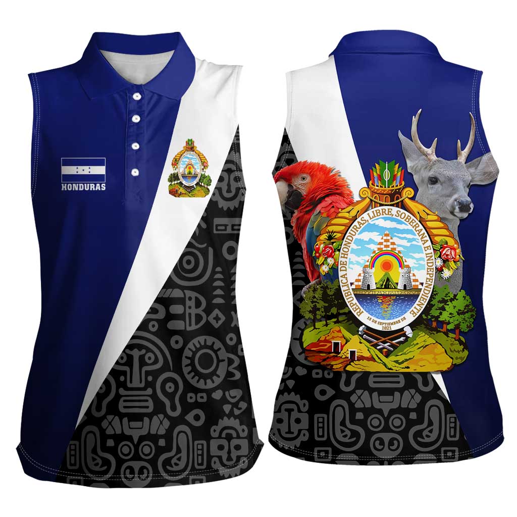 Honduras Coat of Arms Women Sleeveless Polo Shirt Traditional Patterns & National Symbol