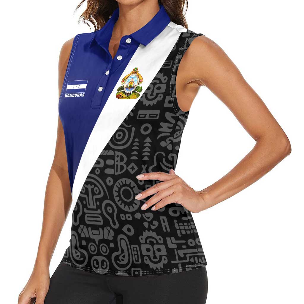 Honduras Coat of Arms Women Sleeveless Polo Shirt Traditional Patterns & National Symbol