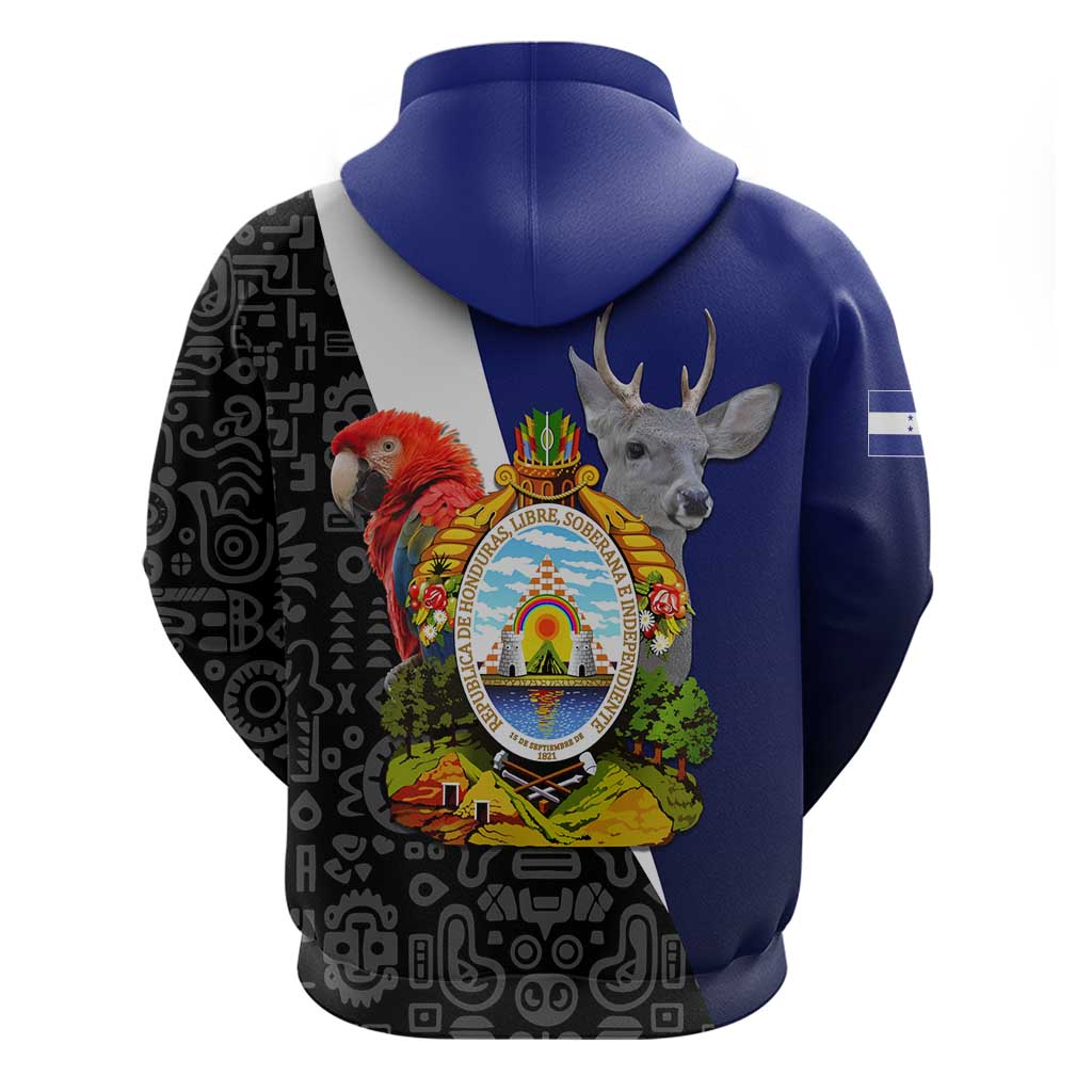 Honduras Coat of Arms Zip Hoodie Traditional Patterns & National Symbol