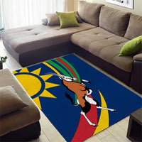 Namibia National Emblem Area Rug Flag Colors & Symbolic Animals Design