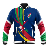 Namibia National Emblem Baseball Jacket Flag Colors & Symbolic Animals Design