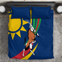 Namibia National Emblem Bedding Set Flag Colors & Symbolic Animals Design