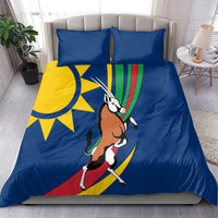 Namibia National Emblem Bedding Set Flag Colors & Symbolic Animals Design