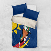 Namibia National Emblem Bedding Set Flag Colors & Symbolic Animals Design