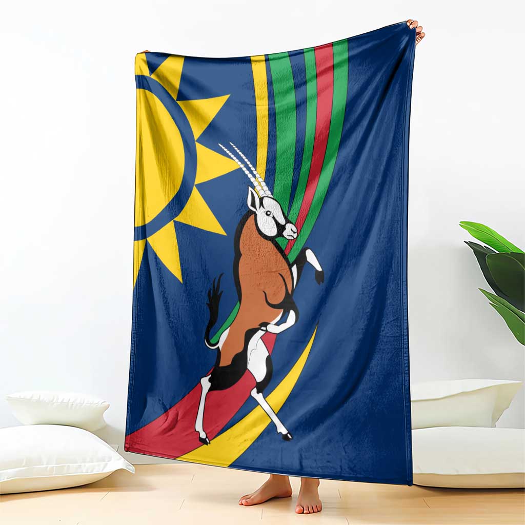 Namibia National Emblem Blanket Flag Colors & Symbolic Animals Design