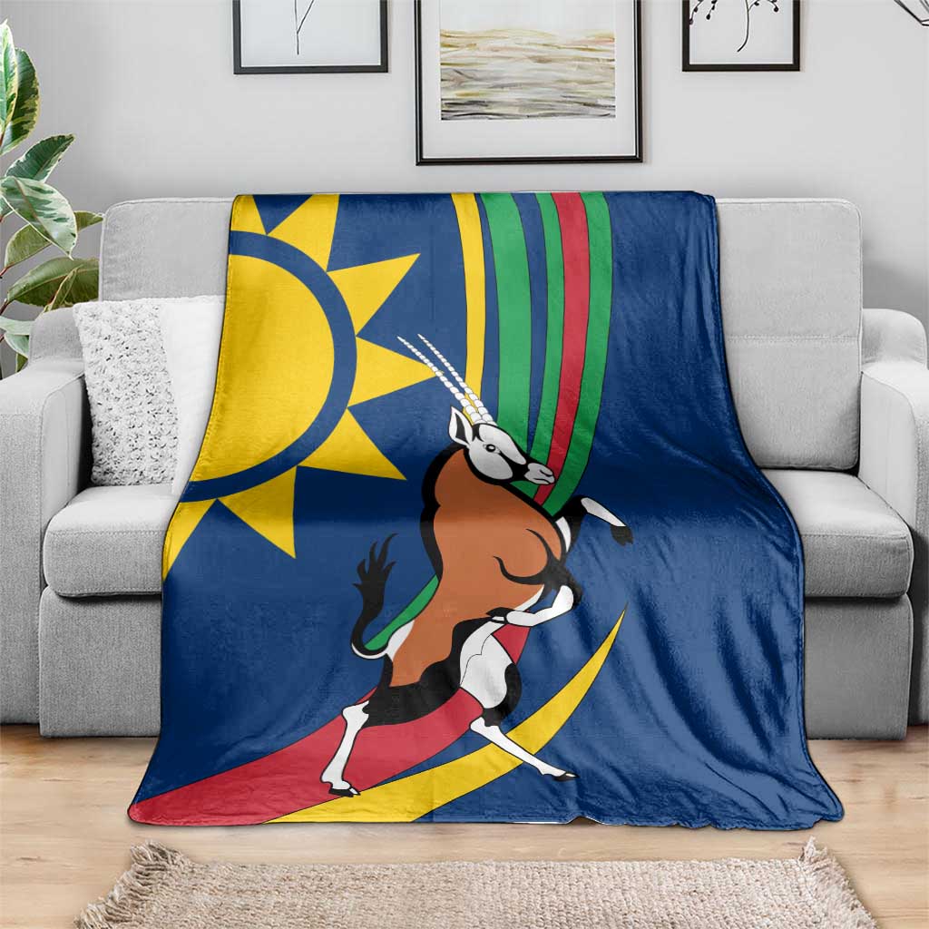 Namibia National Emblem Blanket Flag Colors & Symbolic Animals Design