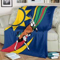 Namibia National Emblem Blanket Flag Colors & Symbolic Animals Design