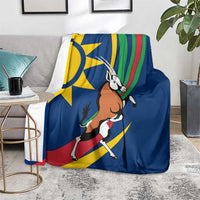 Namibia National Emblem Blanket Flag Colors & Symbolic Animals Design