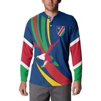 Namibia National Emblem Button Sweatshirt Flag Colors & Symbolic Animals Design