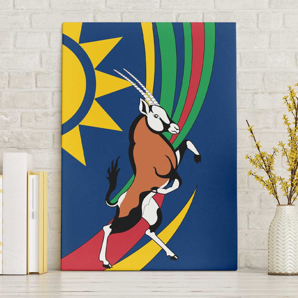 Namibia National Emblem Canvas Wall Art Flag Colors & Symbolic Animals Design