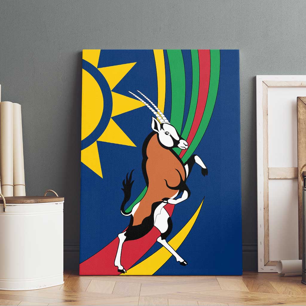 Namibia National Emblem Canvas Wall Art Flag Colors & Symbolic Animals Design