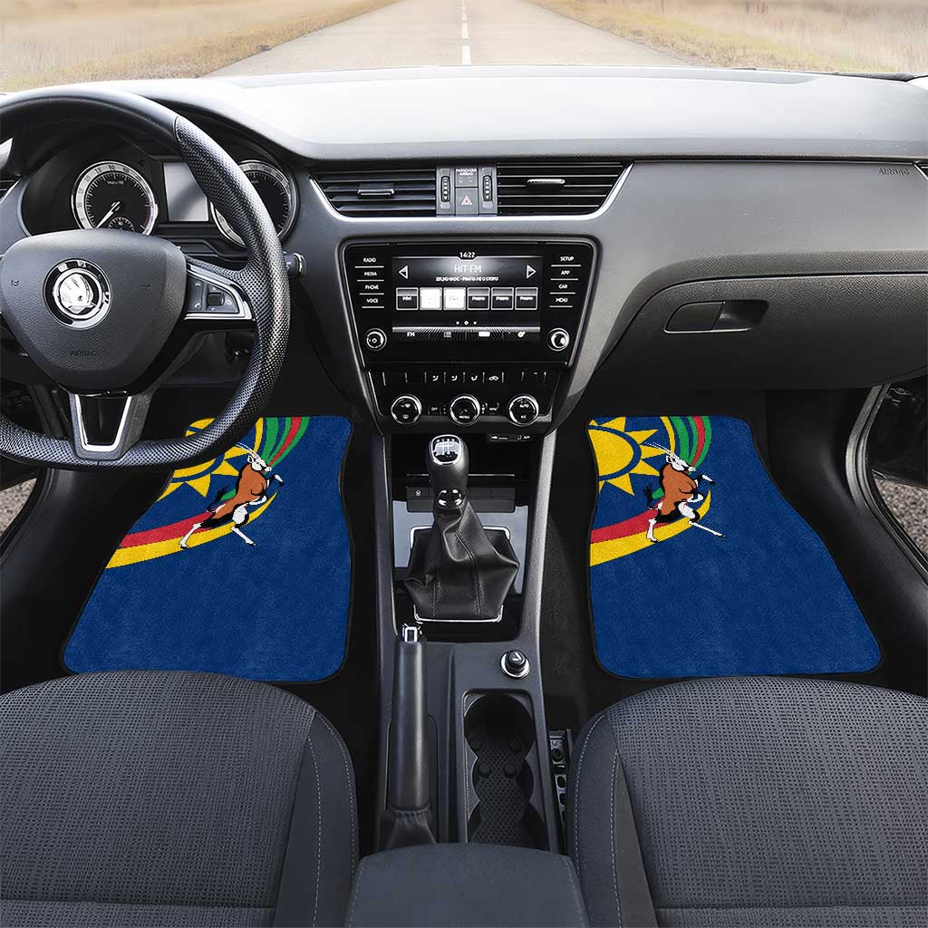 Namibia National Emblem Car Mats Flag Colors & Symbolic Animals Design