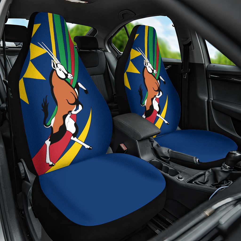 Namibia National Emblem Car Seat Cover Flag Colors & Symbolic Animals Design