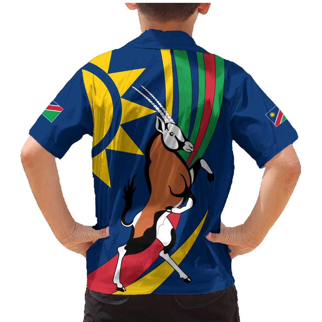 Namibia National Emblem Family Matching Mermaid Dress and Hawaiian Shirt Flag Colors & Symbolic Animals Design