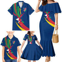 Namibia National Emblem Family Matching Mermaid Dress and Hawaiian Shirt Flag Colors & Symbolic Animals Design
