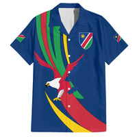 Namibia National Emblem Family Matching Off The Shoulder Long Sleeve Dress and Hawaiian Shirt Flag Colors & Symbolic Animals Design