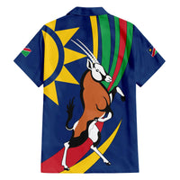Namibia National Emblem Family Matching Off The Shoulder Long Sleeve Dress and Hawaiian Shirt Flag Colors & Symbolic Animals Design