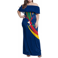 Namibia National Emblem Family Matching Off Shoulder Maxi Dress and Hawaiian Shirt Flag Colors & Symbolic Animals Design
