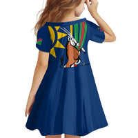Namibia National Emblem Family Matching Off Shoulder Short Dress and Hawaiian Shirt Flag Colors & Symbolic Animals Design