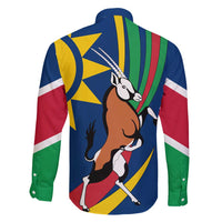 Namibia National Emblem Family Matching Short Sleeve Bodycon Dress and Hawaiian Shirt Flag Colors & Symbolic Animals Design