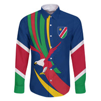 Namibia National Emblem Family Matching Tank Maxi Dress and Hawaiian Shirt Flag Colors & Symbolic Animals Design