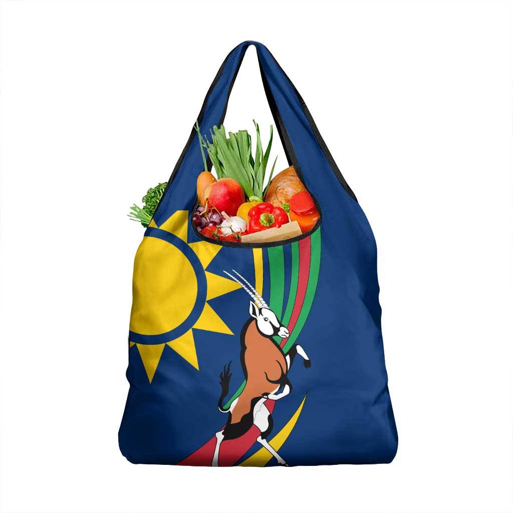 Namibia National Emblem Grocery Bag Flag Colors & Symbolic Animals Design