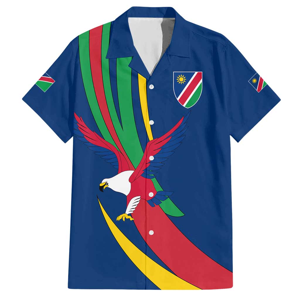 Namibia National Emblem Hawaiian Shirt Flag Colors & Symbolic Animals Design