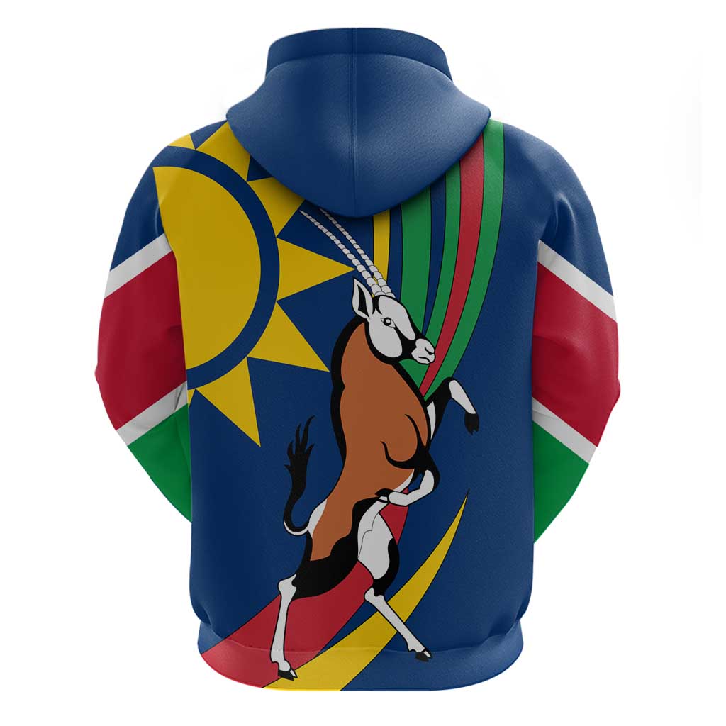 Namibia National Emblem Hoodie Flag Colors & Symbolic Animals Design