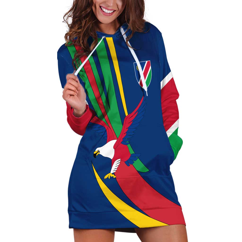 Namibia National Emblem Hoodie Dress Flag Colors & Symbolic Animals Design