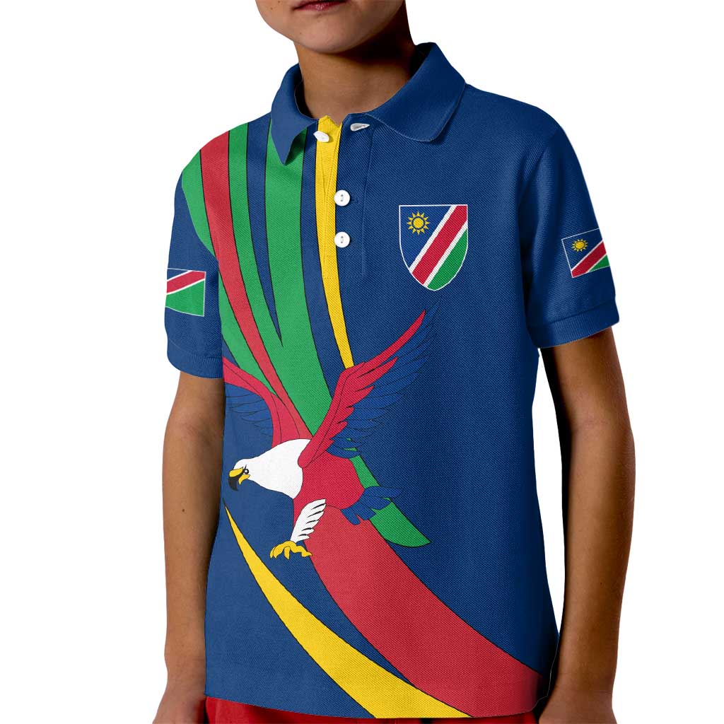 Namibia National Emblem Kid Polo Shirt Flag Colors & Symbolic Animals Design