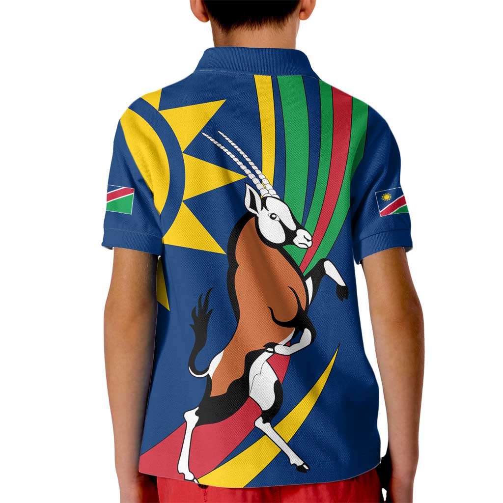 Namibia National Emblem Kid Polo Shirt Flag Colors & Symbolic Animals Design